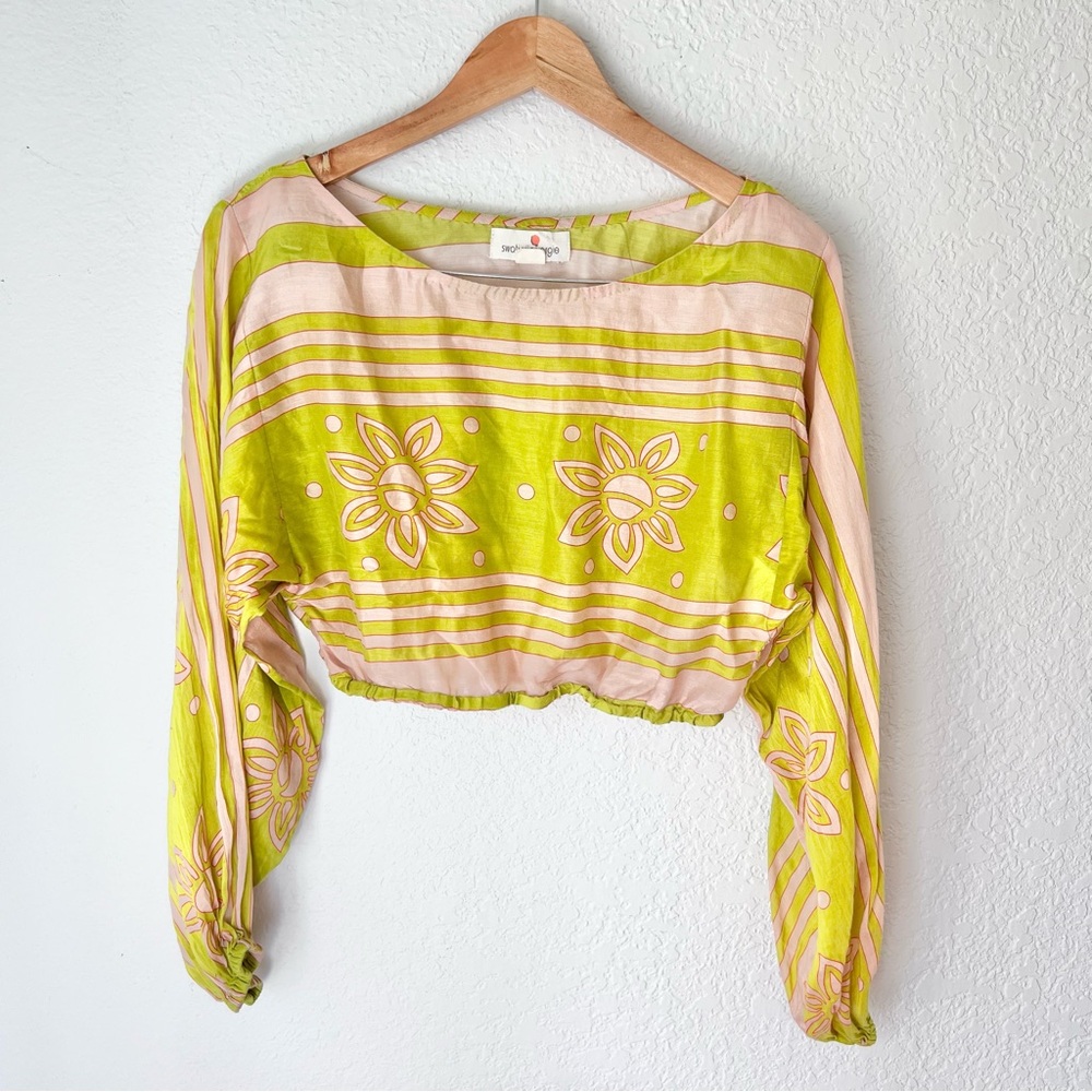 Anthropologie Swati Vijaivargie Cropped Graphic Top Sz XS - Picture 3 of 7